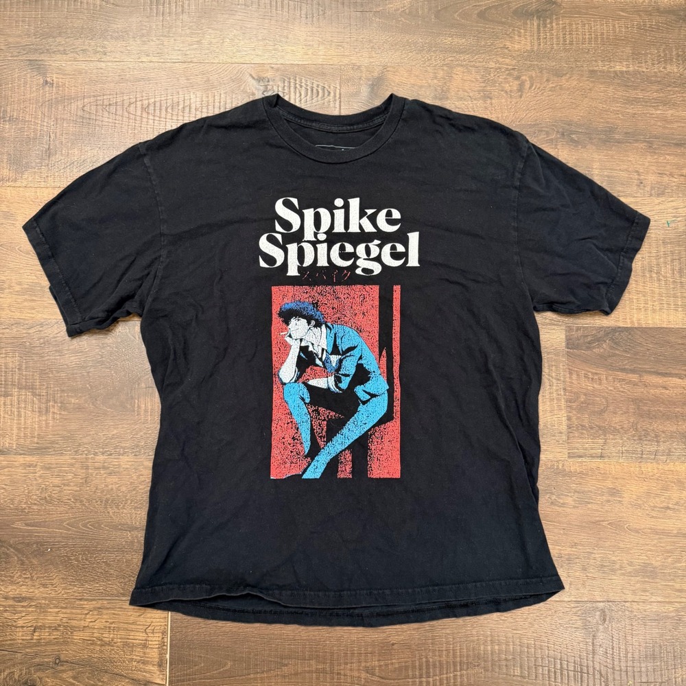 Atsuko Cowboy Bebop Spike Spiegel Black Graphic T-Shirt XL Anime Vintage Style